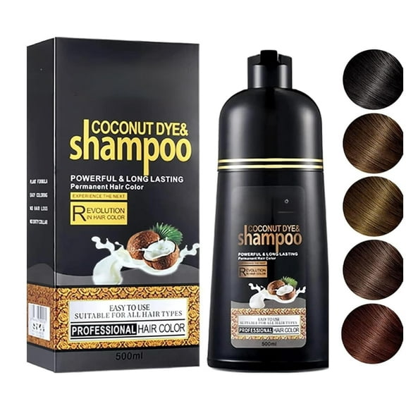 ABBASI & CO Coconut Black Hair Dye Shampoo – 3-in-1 Instant Herbal Hair Color for Men & Women – Safe for Sensitive Skin – Champú para Canas – Gray Coverage for All Hair Types (BLACK)