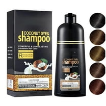 ABBASI & CO Coconut Black Hair Dye Shampoo – 3-in-1 Instant Herbal Hair Color for Men & Women – Safe for Sensitive Skin – Champú para Canas – Gray Coverage for All Hair Types (BLACK)
