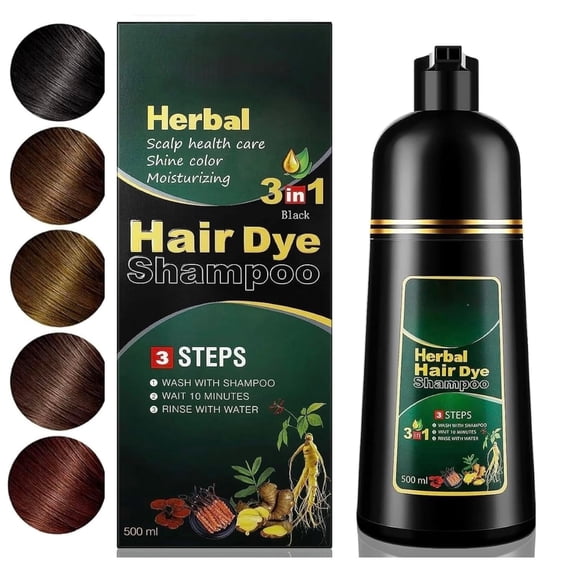 ABBASI & CO Dark Brown Hair Dye Shampoo - 3 in 1 Herbal Hair Color Shampoo for Men & Women - Nourishes & Protects Hair - Grey/White Coverage Champu Para Canas Mujer 500 ML (Dark Brown)