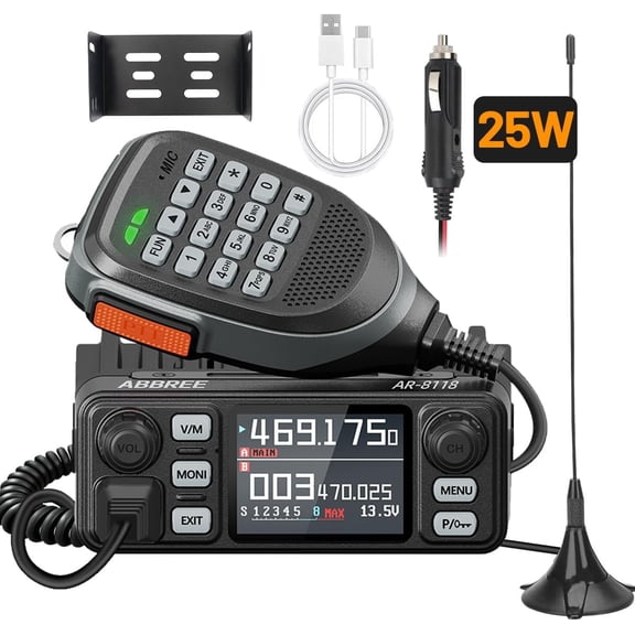 ABBREE GMRS Mobile Radio, Long Range 25W Emergency Car Radio 200 Channels Weather Radio and NOAA Alerts for Car,Truck,Off Road Overlanding Gear