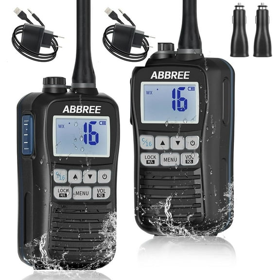 ABBREE Handheld Marine Radio with Submersible Design Floating IP67 Waterproof MR-25 for Boats, 2Pack