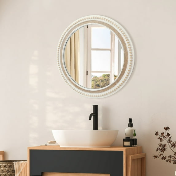 ABBSR Large 31.5inch Bathroom Wall Mirror,Vintage White Decorative Hanging Mirror for living Room,Hallway,Entryway