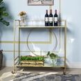 thumbnail image 1 of ABBSR Modern Gold Bar Cart on Wheels,Mobile Serving Cart with Storage Shelves for Kitchen,Industrial Use, 1 of 8