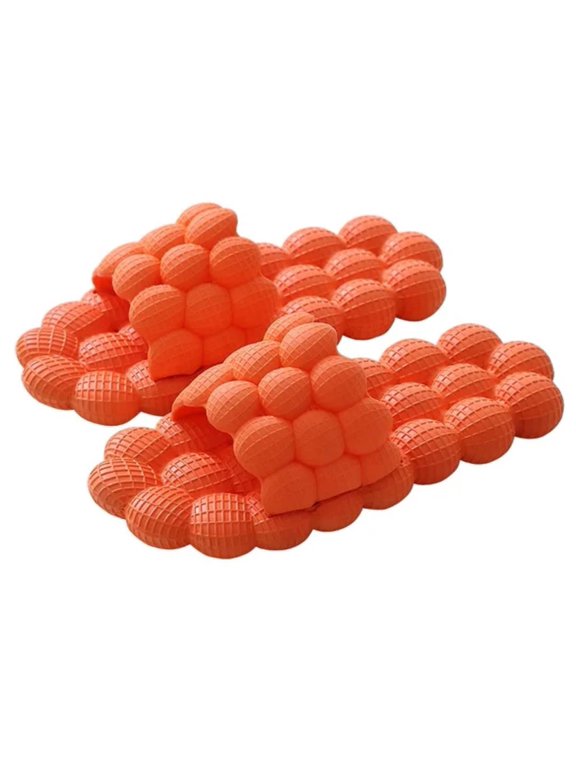 Bubble Slides for Men, Massage Bubble Slides, Mens Spa Slippers, Funny Bubble Slippers, Bubble Slippers For women, Lychee Bubble Slippers - Orange