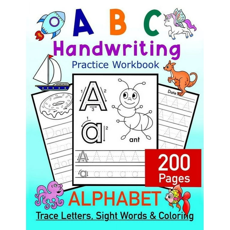 Kindergarten/Preschool Handwriting Workbook- Alphabet & Number Tracing  Writing Paper with Lines, Learning Tools for Age 2/3/4/5 Year Old  Kids/Boys/Girls, ABC Learning for Toddler, Homeschool Supplies 