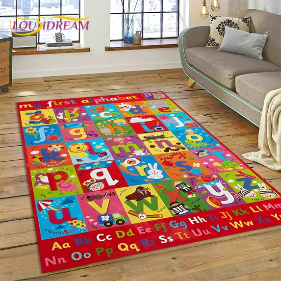 ABC Alphabet Children Crawling Early Eduion Cartoon Kids Playroom Area Rug Carpet for Living Room Bedroom Sofa Non-slip Mat