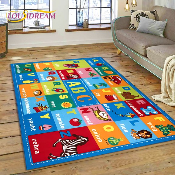 ABC Alphabet Children Crawling Early Eduion Cartoon Kids Playroom Area Rug Carpet for Living Room Bedroom Sofa Non-slip Mat