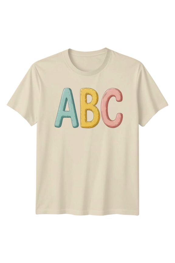 ABC Alphabet Education Mens T-Shirt Womens Tee Learning Graphic Unisex Top