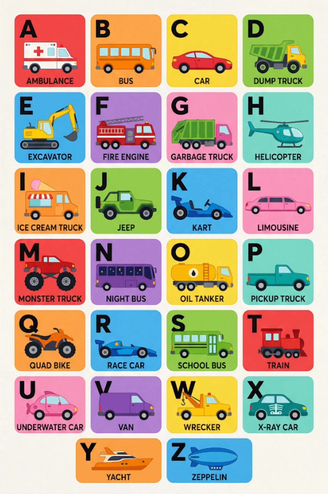 ABC Alphabet Learning Poster Fun Educational Kids Wall Art Nursery ...