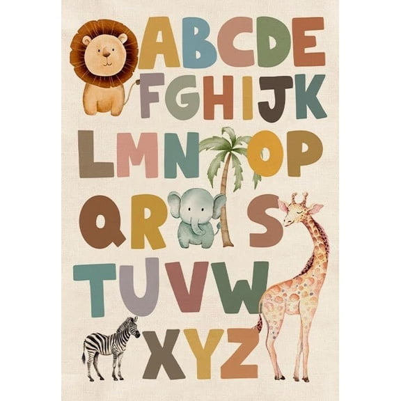 ABC Alphabet Poster Wall Art Alphabet Artwork for Classroom Wall Decor Safari Jungle ABC Letters Decorposter for Nursery Preschool Classroom poster