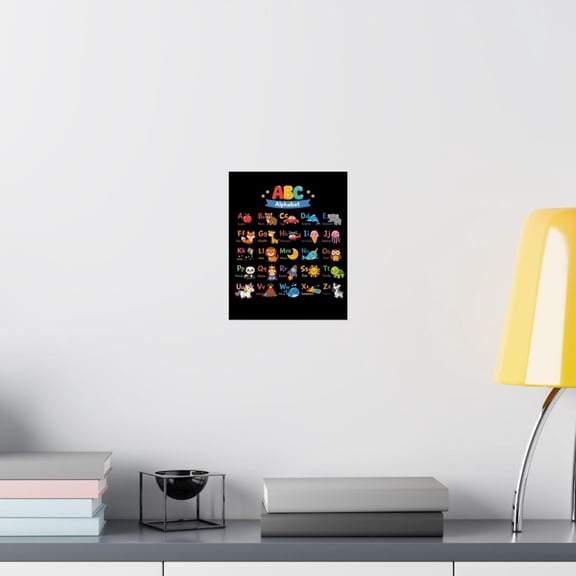 ABC Alphabet Wall Art Print, Unframed Paper Poster 8x10in