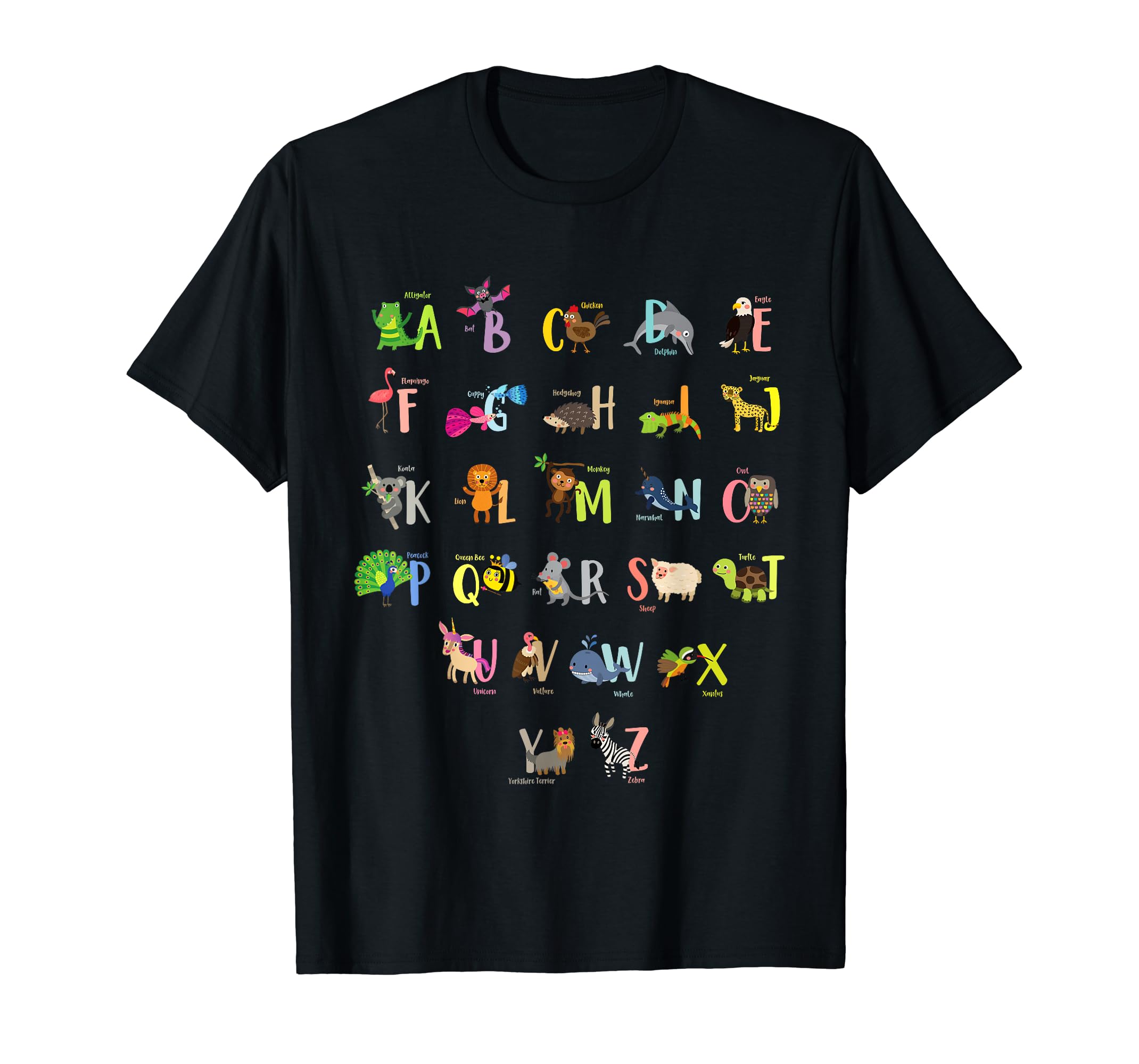 ABC Animals Identification AZ Types Of Zoo Animals Alphabet TShirt