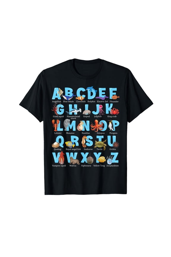 ABC Animals Underwater Sea Ocean Alphabet Kids Teacher T-Shirt