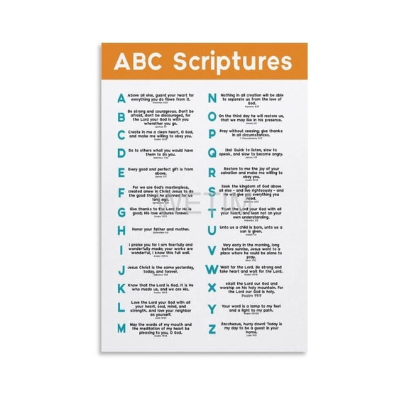 ABC Bible Verse Scriptures Poster Bible Study Poster ABC Scriptures Poster (1) Canvas Painting Posters And Prints Wall Art Pictures for Living Room Bedroom Decor poster .