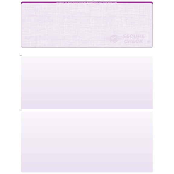 ABC Blank Check Paper – Top Format, Linen Purple, 500 Sheets, Letter Size – Laser & Inkjet Compatible