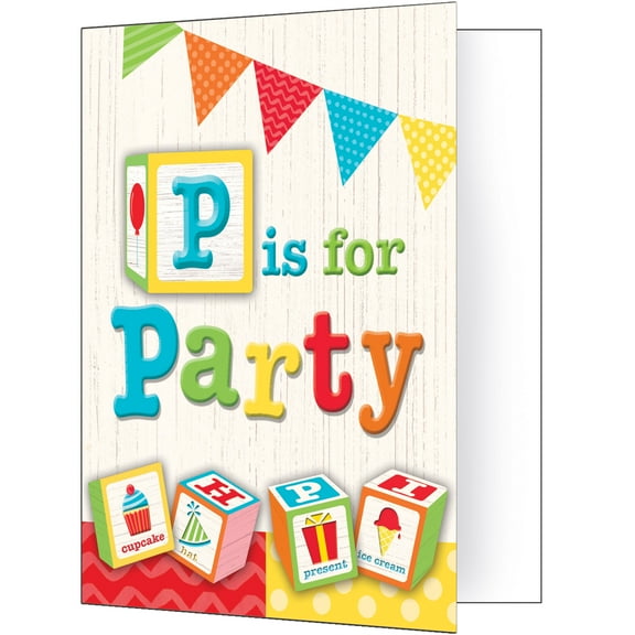 ABC Blocks Birthday Invitations, 8 pk