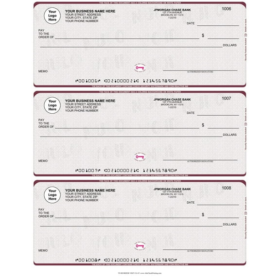 ABC Business Checks Compatible w/Quick Books, 3 On A Page, 300 Checks (Chain Red)