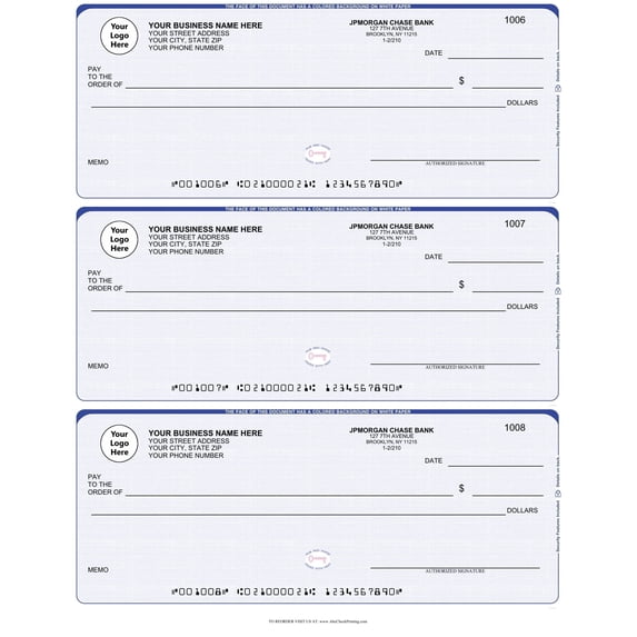 Business Check Printers Abc Check Printing, Business Checks, 3 On A Page, Linen Blue - Walmart.com