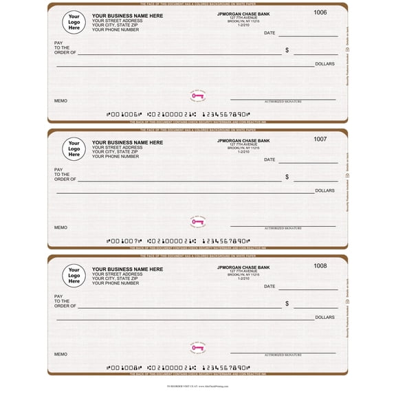ABC Business Checks Compatible w/Quick Books, 3 On A Page, 300 Checks (Linen Tan)