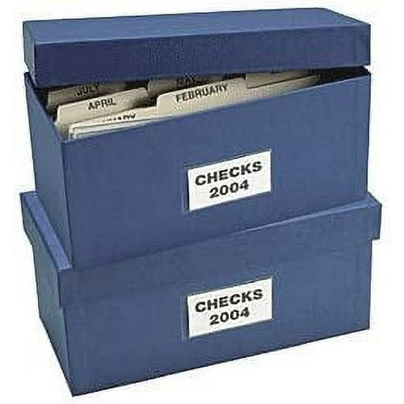 ABC Check Storage Box w/ 12 Dividers, 5" x 9 3/4" x 4 3/8", Blue - Set of 2$$Office