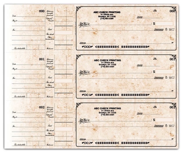 ABC Compact Size Checks, 3-on-a-page with Side-tear Vouchers, Antique ...