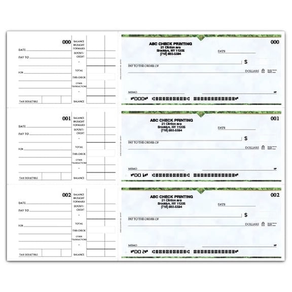 ABC Compact Size Checks, 3-on-a-page with side-tear vouchers (Gentry, 1000 count, 334 sheets)