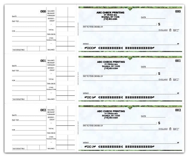 Abc Check Printing, Checks, 250ct, 3-on-a-page with side-tear vouchers ...