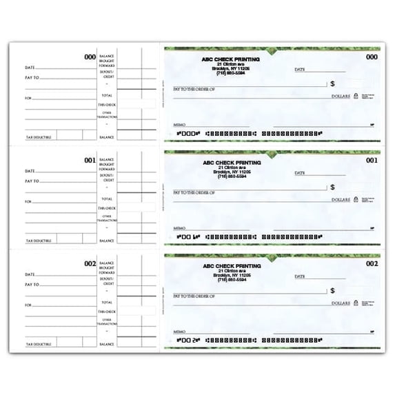 Abc Check Printing, Checks, 250ct, 3-on-a-page with side-tear vouchers ...