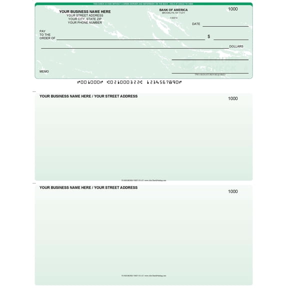 ABC Computer Checks, Standard Business Format, Top Check Style, Compatible with QuickBooks, Linen Green (250 Sheets)
