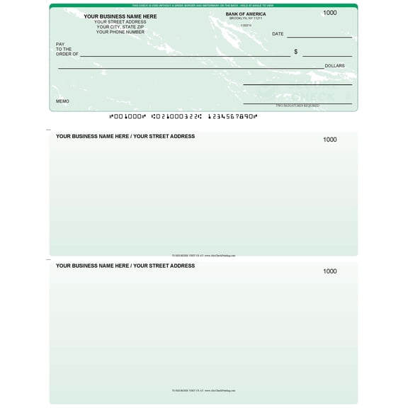ABC Computer Checks, Standard Business Format, Top Check Style, Compatible with QuickBooks, Linen Green (250 Sheets)