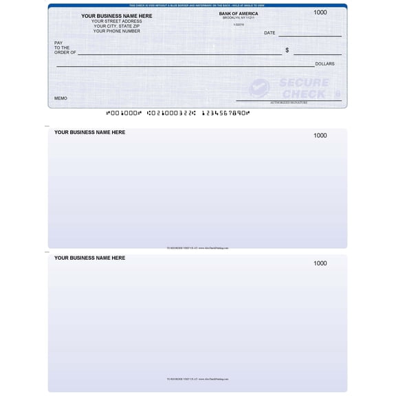 ABC Brand Computer Checks Compatible w/QuickBooks, Checks on Top, Blue Linen, 100 Sheets