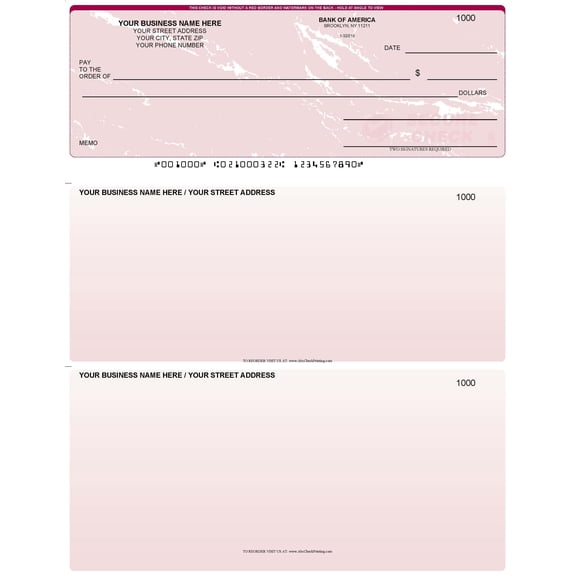 ABC Computer Checks, Standard Business Format, Top Check Style, Compatible with QuickBooks, Marble Red (500 Sheets)