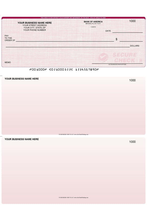 ABC Computer Checks, Standard Business Format, Top Check Style, Compatible with QuickBooks, Linen Red (250 Sheets)