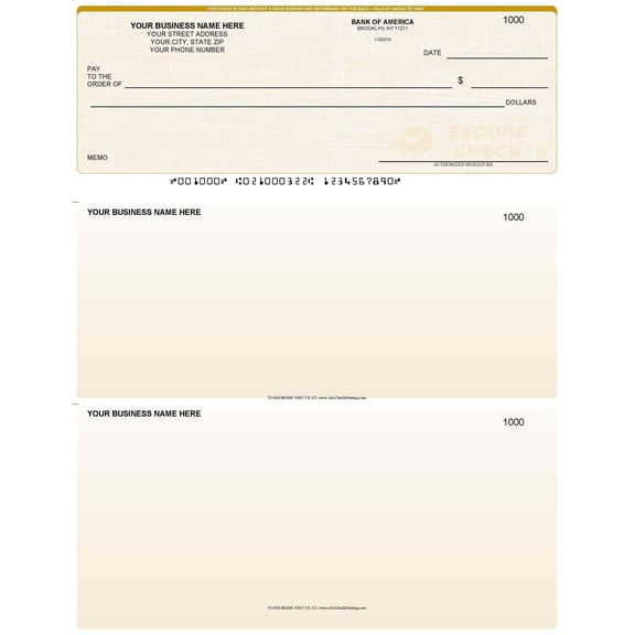 ABC Computer Checks  Top Format, Gold Linen, 250 Sheets, 1 Check per Sheet, 8.5 x 11, Compatible with QuickBooks and Laser Printers