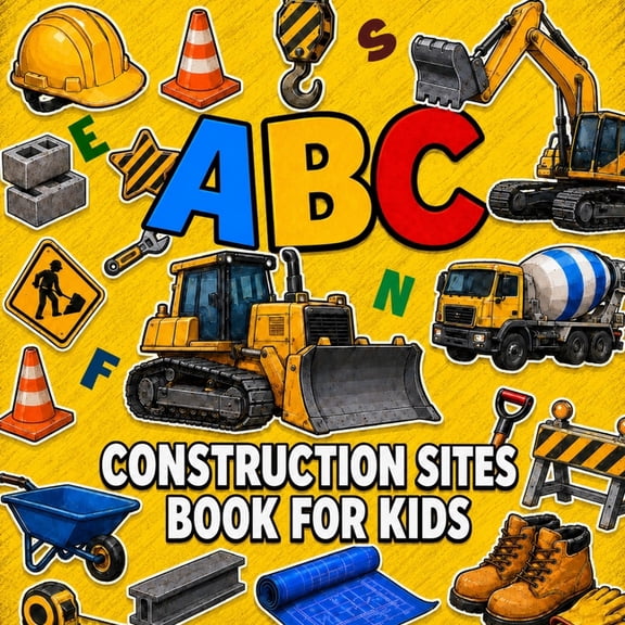 ABC Construction Site Book for Kids: Construction Site & Equipment Alphabet Picture Book with Fun Facts for Toddlers, (Paperback)