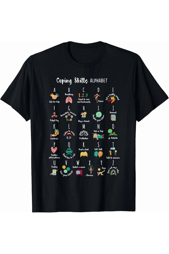 ABC Coping Skills Alphabet Self Care Mental Health Awareness T-Shirt