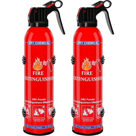 ABC Dry Chemical Fire Extinguisher 2-Pack - Wall Mountable Household Fire Extinguisher for Kitchen Home Boat Marine RV & Business - Compact Portable Non-Toxic Safety Device