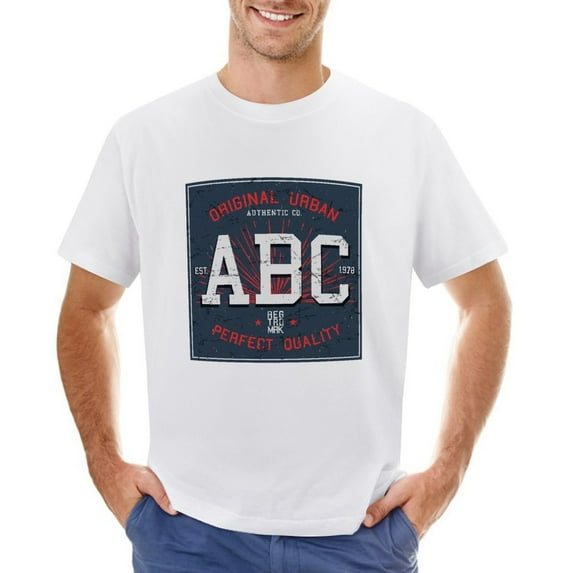 ABC EST.1978 Men’s Graphic T-shirt Vintage Short Sleeve Sport Tee White M