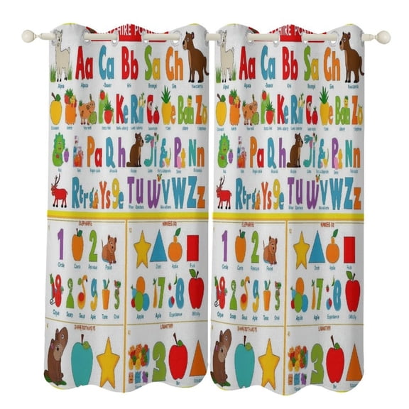 ABC Eduional-2 Window Blackout Curtain 3d Printed Blackout Curtain Bedroom Living Room Hotel Window 2 Panel Shade