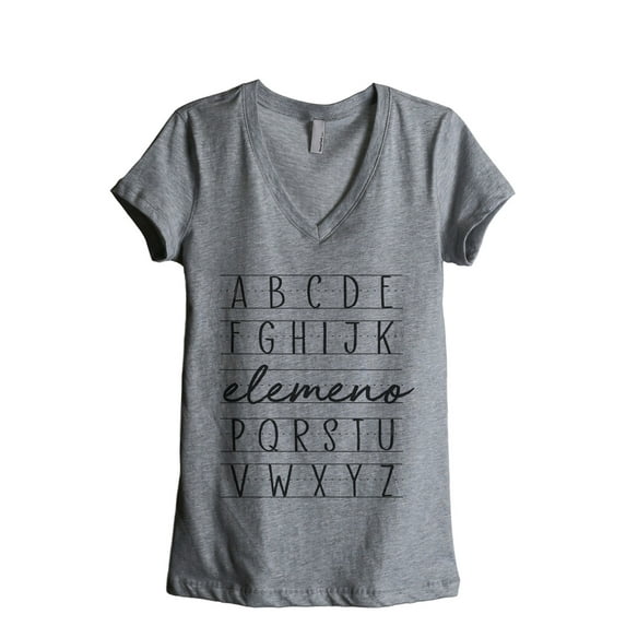 ABC Elemeno Women's Fashion Relaxed V-Neck T-Shirt Tee Heather Grey 2X-Large