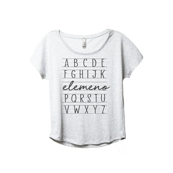 ABC Elemeno Women's Fashion Slouchy Dolman T-Shirt Tee Heather White X-Large