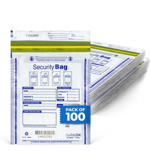 ABC Brand FREEZFraud Bank Deposit Bags, 9 x 12", Opaque Heavy Duty Plastic, 100 pack