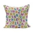 thumbnail image 1 of ABC Fluffy Throw Pillow Cushion Cover, Funny Letters in Lively Colors Cartoon Style ABC Alphabet on Polka Dots Backdrop, Decorative Square Accent Pillow Case, 36" x 36", Multicolor, by Ambesonne, 1 of 5