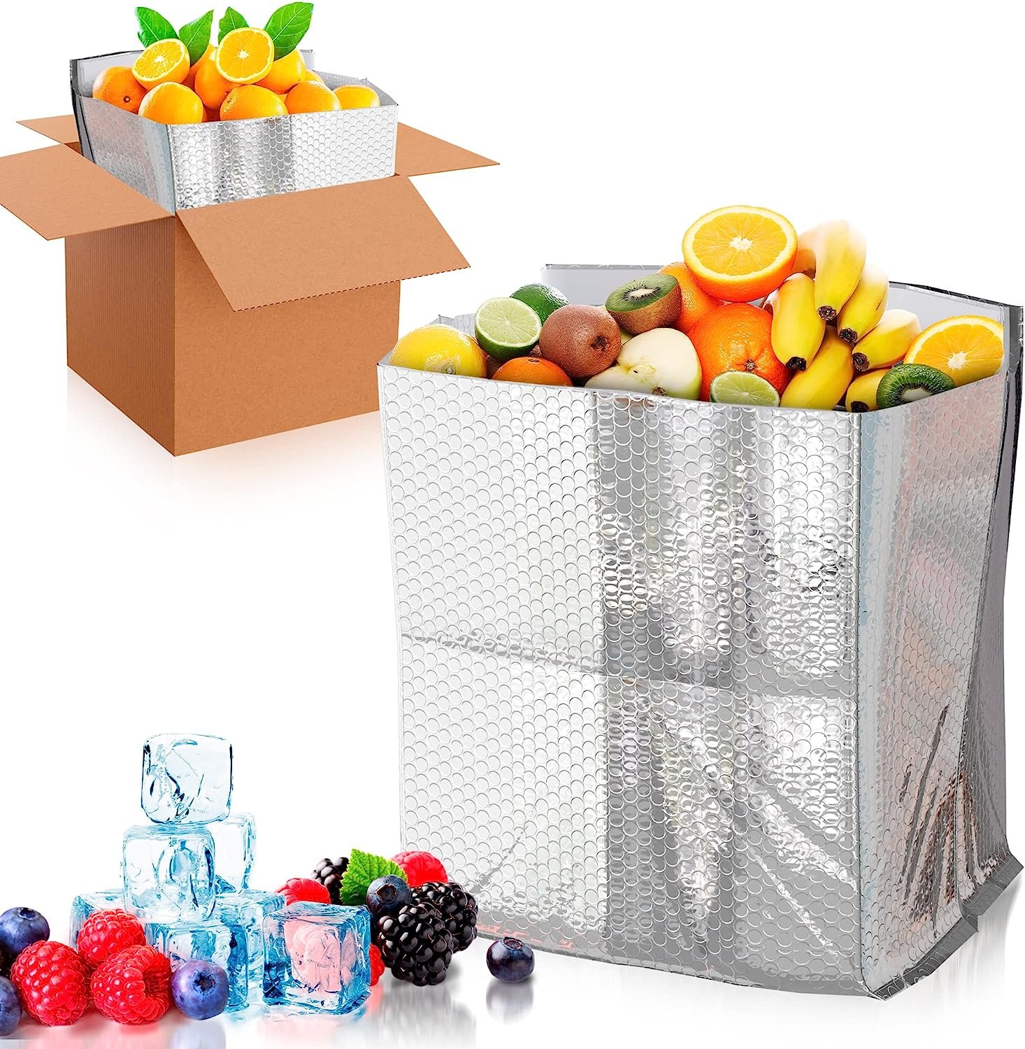 ABC Foil Insulated Box Liners 12" x 10" x 9"; Pack of 5 Silver