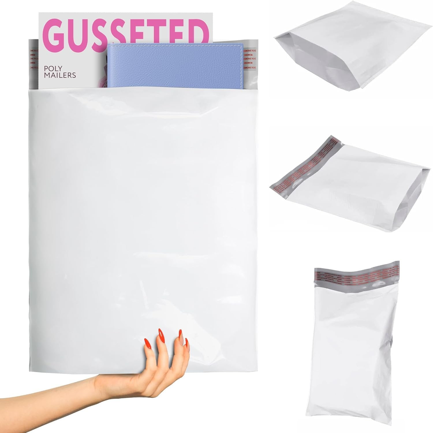 ABC Gusseted Poly Mailers 13 x 16 x 4 Inch White Poly Shipping