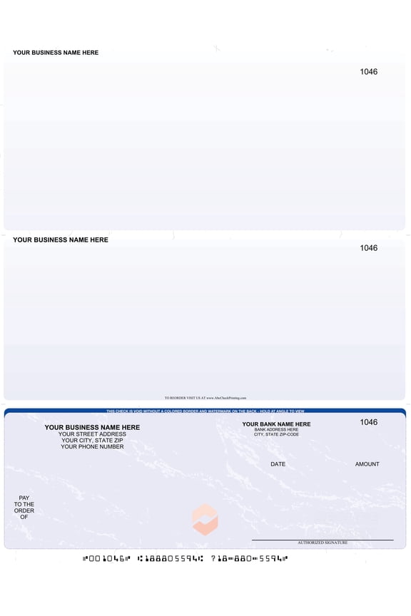 Abc Laser Business Checks – Checks on Bottom, Marble Blue, 100 Count