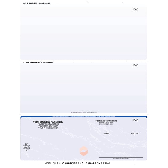 Abc Laser Business Checks, Checks on Bottom, Marble Blue, 250 Count