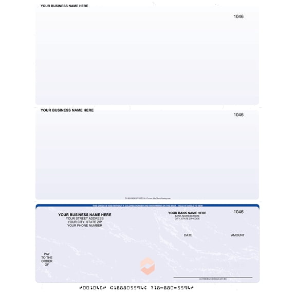 ABC Laser Business Checks – Checks on Bottom, Marble Blue - 500