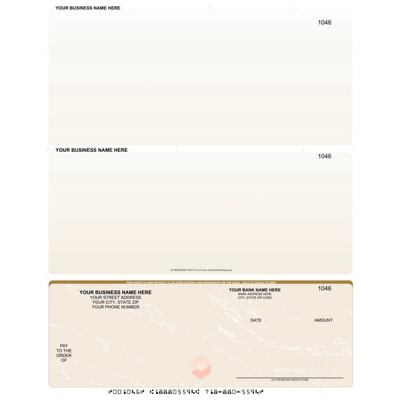 Abc Laser Business Checks, Checks on Bottom, Marble Gold, 250 Count