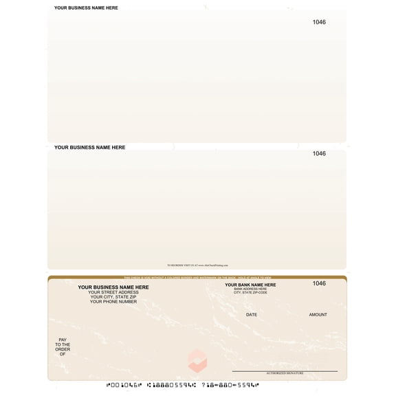 ABC Laser Business Checks – Checks on Bottom, Marble Gold - 500